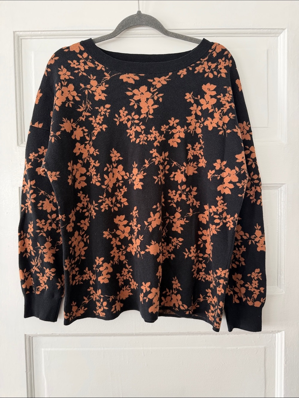 Black and Rust Floral Crewneck Sweater